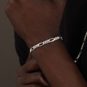 Figaro Chain Bracelet with Custom Nameplate [Gold Plated] - 5MM