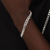 Curb Chain Bracelet with Custom Nameplate [Sterling Silver] - 8MM