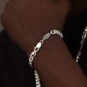 Curb Chain Bracelet with Custom Nameplate [Sterling Silver] - 8MM