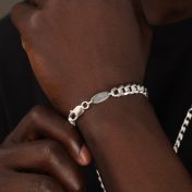 Curb Chain Bracelet with Custom Nameplate [Sterling Silver] - 8MM