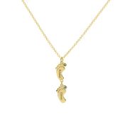 Footsteps Name and Birthstone Necklace