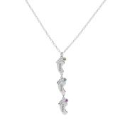 Footsteps Name and Birthstone Necklace - Sterling Silver