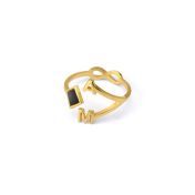 Maria Initial Ring with Nano Bible [18K Gold Plated]