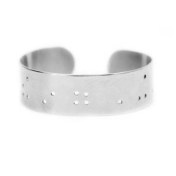 Wide Inspiration Braille Cuff - Silver Plated