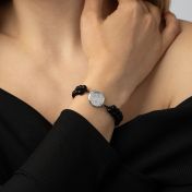 Black Onyx Engraved Map Bracelet [Sterling Silver]