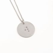 Classic Round Initial Braille Necklace - Silver Plated