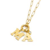 Crystal Bubble Initial Necklace [18K Gold Plated]