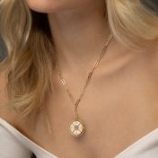 Compass Initials Necklace with Nano Bible [18K Gold Plated] 
