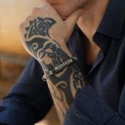 Compass Men Name Bracelet with Picasso Jasper Stones