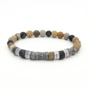 Compass Men Name Bracelet with Picasso Jasper Stones