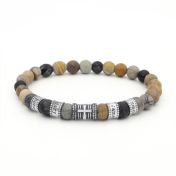 Cross Women Name Bracelet With Picasso Jasper Stones [Sterling Silver]