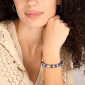 Cross Women Name Bracelet With Lapis Lazuli Stones [Sterling Silver]