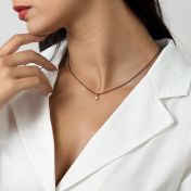 Enchanted Sparkle Necklace with a Diamond in 14k Gold [Black Sterling Silver Chain]