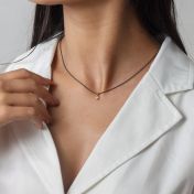 Enchanted Sparkle Necklace with a Diamond in 14k Gold [Black Sterling Silver Chain]