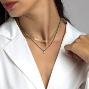 Enchanted Sparkle Necklace with a Diamond in 14k Gold [Black Sterling Silver Chain]