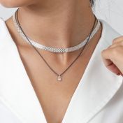 Enchanted Sparkle Diamond Necklace [Black Sterling Silver Chain]