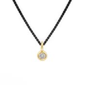 Enchanted Sparkle Necklace with a Diamond in 14k Gold [Black Sterling Silver Chain]