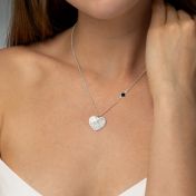 Ties of Heart Engraved Map Necklace with Nano Bible [14 Karat White Gold]