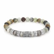 Family Tree Men Name Bracelet with Picasso Jasper Stones
