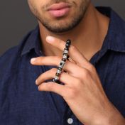 Green Tiger Eye Men Name Bracelet with Nano Bible [Sterling Silver]