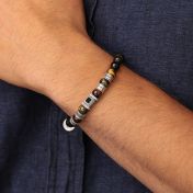Green Tiger Eye Men Name Bracelet with Nano Bible [Sterling Silver]