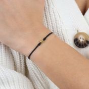 Open Heart Initial Bracelet - Black [14 karat gold]