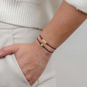Open Heart Initial Bracelet - Brown [14 karat gold]