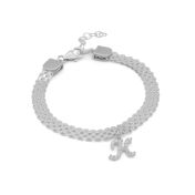 Herringbone Initial Bracelet [Sterling Silver]