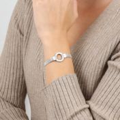 Herringbone Circle Name Bracelet [Sterling Silver]