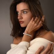 Cross Women Bracelet With Howlite Stones [Sterling Silver]