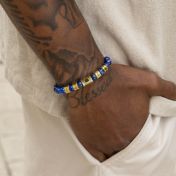 Lapis Lazuli Men Name Bracelet with Nano Bible [18K Gold Plated]