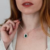 Touch of Nature Malachite Necklace - White Crystals [Sterling Silver]