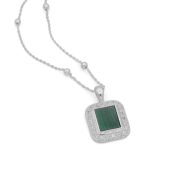 Touch of Nature Malachite Necklace - White Crystals [Sterling Silver]