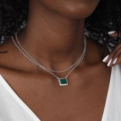 Touch of Nature Malachite Necklace - Horizontal [Sterling Silver]
