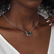 Touch of Nature Malachite Necklace - Horizontal [Sterling Silver]