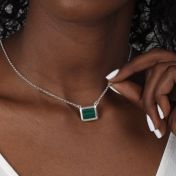 Touch of Nature Malachite Necklace - Horizontal [Sterling Silver]