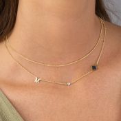 Maria Diamond Initial Necklace with Nano Bible [18K Gold Plated]