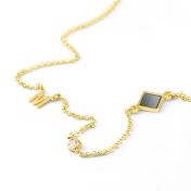 Maria Diamond Initial Necklace with Nano Bible [18K Gold Vermeil]
