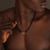 Family Anchor Dark Cuban Link Chain Name Necklace [18K Gold Plated]
