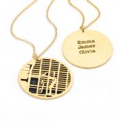Memories Circle Map Silhouette Necklace [18K Gold Plated]