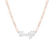 Paperclip Style Glam Name Necklace [Sterling Silver / 18k Rose Gold Plated Chain]