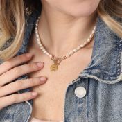 Round Braille Initial Pearl Necklace