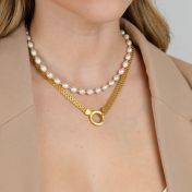 Pearl Necklace with [18K Gold Plated] Beads