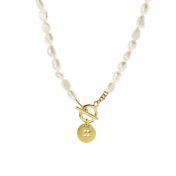 Round Braille Initial Pearl Necklace