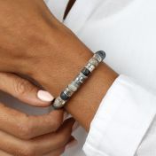 Cross Women Name Bracelet With Picasso Jasper Stones [Sterling Silver]