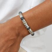Cross Women Name Bracelet With Picasso Jasper Stones [Sterling Silver]