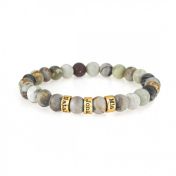 Picasso Jasper Men Name Bracelet - 18K Gold Vermeil
