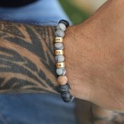 Picasso Jasper Men Name Bracelet - 18K Gold Vermeil
