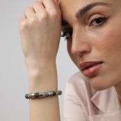 Cross Women Name Bracelet With Picasso Jasper Stones [Sterling Silver]