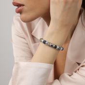 Picasso Jasper Women Name Bracelet with Nano Bible [Silver]